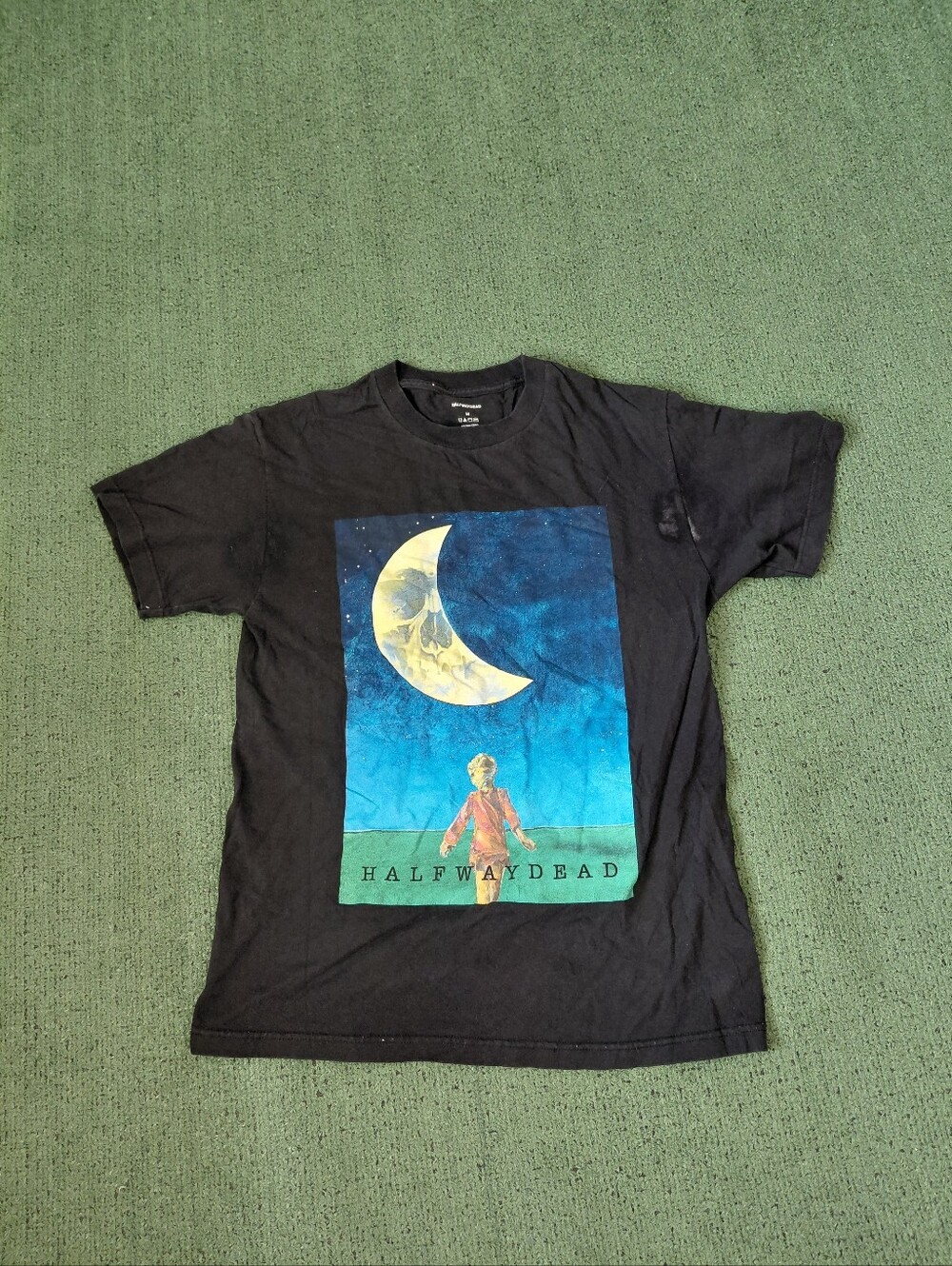 Halfway Dead "Moonshine" Graphic Streetwear Black T Shirt Sz Medium